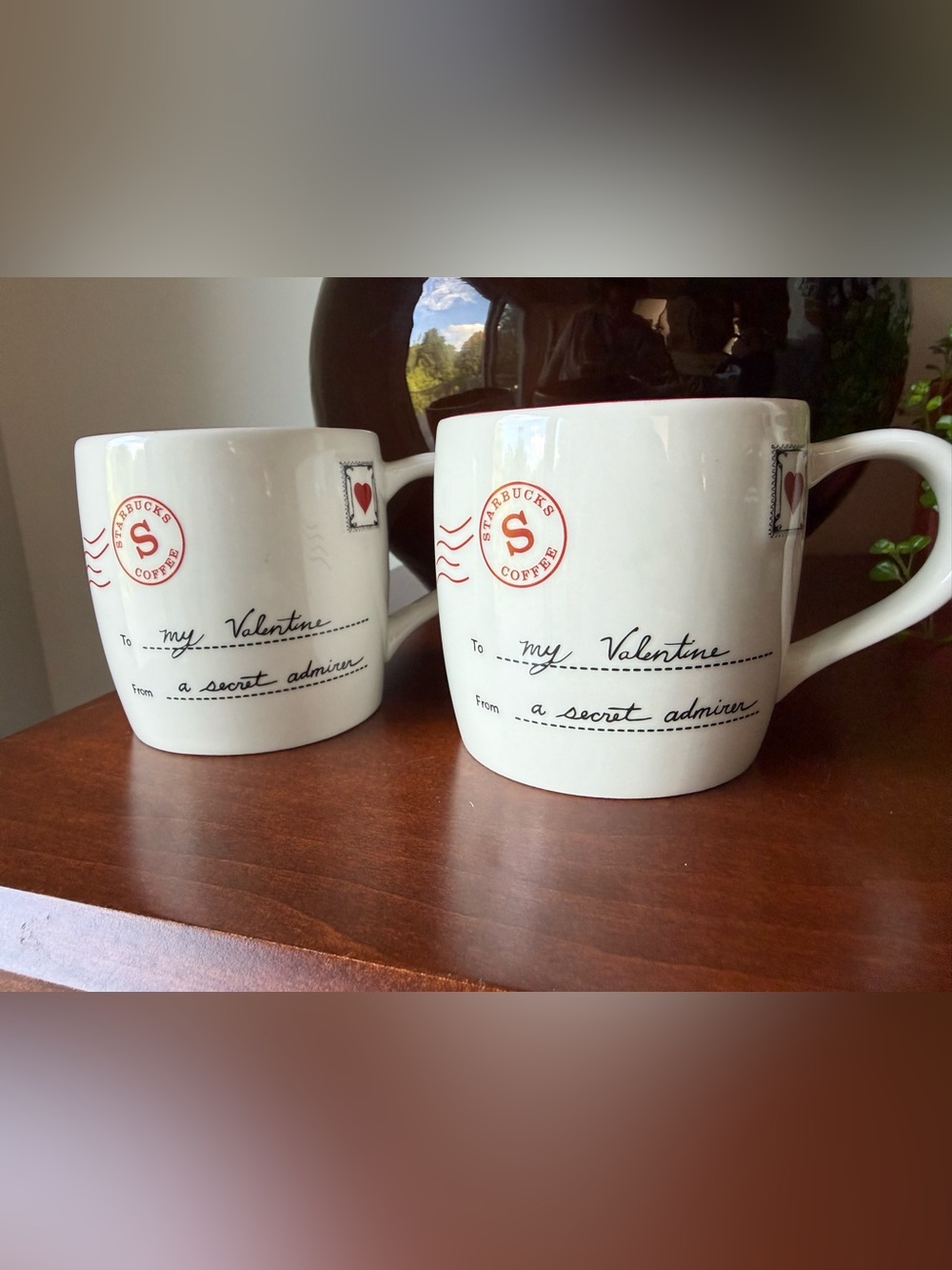 Starbucks White "To My Valentine" Coffee Mug pair
